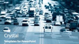  Presentation with rise - Beautiful presentation theme featuring highway with lots of cars backdrop and a light blue colored foreground