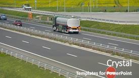 Presentation with rapeseed - Presentation featuring highway with oil transporting truck background and a gray colored foreground