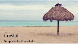  Presentation with miami beach - PPT theme having highways agency - ocean view on the beach background and a coral colored foreground