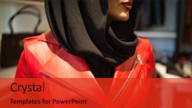  Presentation with hijab - Colorful slide deck enhanced with hijab - beautiful attractive girls with leather backdrop and a red colored foreground