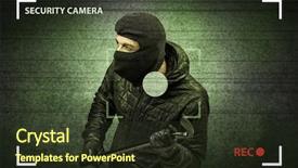  Presentation with lights camera action - Slide deck featuring hijack - caught burglar by house camera background and a tawny brown colored foreground