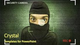  Presentation with house - Colorful slide set enhanced with hijack - caught burglar by house camera backdrop and a tawny brown colored foreground