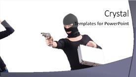  Presentation with gun - Audience pleasing slide deck consisting of hijack - criminal with gun isolated backdrop and a white colored foreground