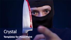  Presentation with dark blue black slate - Slides consisting of hijack - man criminal in black mask background and a navy blue colored foreground