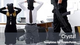  Presentation with kneeling - Amazing PPT theme having hijack - photo of kneeling businesspeople wearing backdrop and a dark gray colored foreground