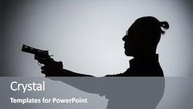  Presentation with charging gun man hands charging - Amazing slide set having hijack - shadow of the man backdrop and a gray colored foreground