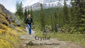  Presentation with banff national park - Presentation enhanced with woman walking on a path background and a coral colored foreground