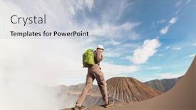  Presentation with java island - Slide set having hike-in-bromo-volcano-java background and a light blue colored foreground
