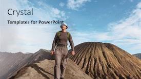  Presentation with java island - Theme with hike-in-bromo-volcano background and a light blue colored foreground