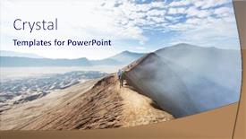  Presentation with java island - Audience pleasing presentation theme consisting of hike-in-bromo-volcano backdrop and a sky blue colored foreground