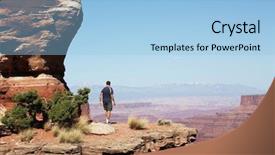  Presentation with grand canyon - Theme having hike in grand canyon background and a light blue colored foreground