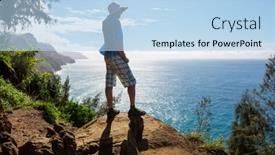  Presentation with kauai hawaii - Theme with hike-in-na-pali-coast background and a light blue colored foreground