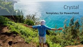  Presentation with kauai hawaii - Beautiful PPT theme featuring hike-in-na-pali-coast backdrop and a light blue colored foreground