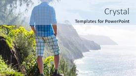  Presentation with kauai hawaii - Cool new PPT theme with hike-in-na-pali-coast backdrop and a light blue colored foreground