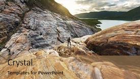  Presentation with glacier - Slide deck with hike in norway mountains svartisen glacier background and a coral colored foreground