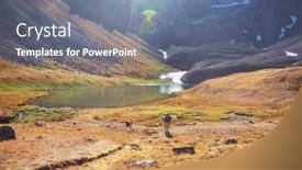  Presentation with fall mountains - PPT theme having hike in the autumn mountains fall season theme background and a ocean colored foreground