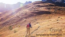  Presentation with fall mountains - Colorful presentation theme enhanced with hike in the autumn mountains fall season theme backdrop and a coral colored foreground