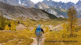  Presentation with fall mountains - Presentation theme enhanced with hike in the autumn mountains fall season theme background and a gold colored foreground