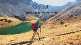  Presentation with fall mountains - Presentation consisting of hike in the autumn mountains fall season theme background and a teal colored foreground