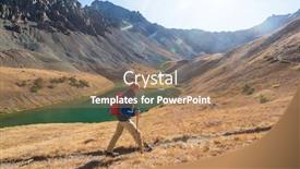  Presentation with fall mountains - Beautiful presentation theme featuring hike in the autumn mountains fall season theme backdrop and a coral colored foreground