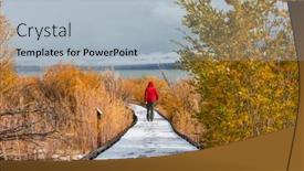  Presentation with fall mountains - Presentation theme featuring hike-in-the-autumn-mountains background and a light blue colored foreground