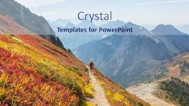  Presentation with fall mountains - Slides with hike-in-the-autumn-mountains background and a sky blue colored foreground