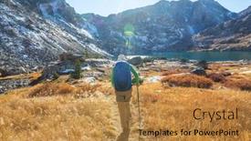  Presentation with fall mountains - Presentation theme consisting of hike-in-the-autumn-mountains background and a gold colored foreground