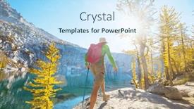  Presentation with fall mountains - Theme consisting of hike-in-the-autumn-mountains and a sky blue colored foreground