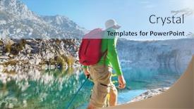  Presentation with fall mountains - Presentation design having hike-in-the-autumn-mountains and a light blue colored foreground