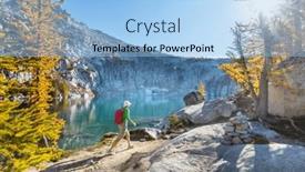  Presentation with fall mountains - Presentation consisting of hike-in-the-autumn-mountains and a light blue colored foreground