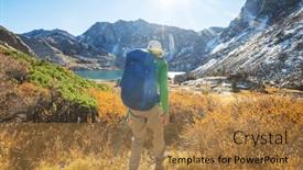  Presentation with fall mountains - Presentation theme enhanced with hike-in-the-autumn-mountains and a coral colored foreground