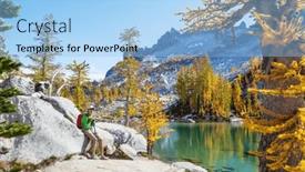  Presentation with fall mountains - Presentation consisting of hike-in-the-autumn-mountains and a light blue colored foreground