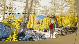  Presentation with fall mountains - PPT theme having hike-in-the-autumn-mountains background and a soft green colored foreground