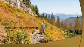  Presentation with fall mountains - Presentation theme having hike-in-the-autumn-mountains background and a gold colored foreground