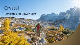  Presentation with fall mountains - Slide deck with hike-in-the-autumn-mountains background and a light blue colored foreground