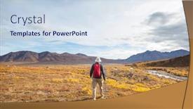  Presentation with fall mountains - PPT theme consisting of hike-in-the-autumn-mountains background and a sky blue colored foreground