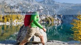  Presentation with fall-mountains - Presentation theme enhanced with hike-in-the-autumn-mountains background and a light blue colored foreground