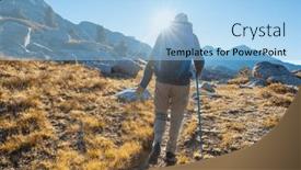  Presentation with fall mountains - Presentation design featuring hike-in-the-autumn-mountains and a light blue colored foreground