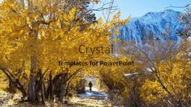  Presentation with fall mountains - PPT theme having hike-in-the-autumn-mountains and a gold colored foreground