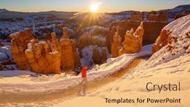  Presentation with national - Slide set having hike-in-the-bryce-canyon background and a yellow colored foreground