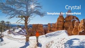  Presentation with utah - PPT theme featuring hike-in-the-bryce-canyon background and a teal colored foreground