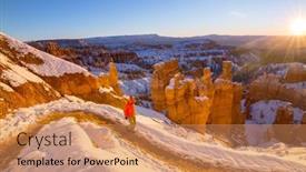  Presentation with utah - Presentation theme featuring hike-in-the-bryce-canyon background and a coral colored foreground