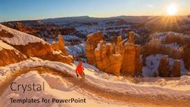  Presentation with utah - Presentation design consisting of hike-in-the-bryce-canyon background and a coral colored foreground