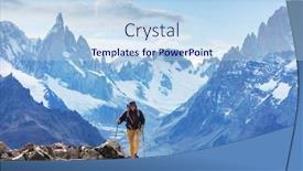  Presentation with mountains - Cool new presentation design with hike-in-the-patagonian-mountains backdrop and a light blue colored foreground