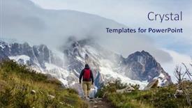  Presentation with couples hiking the mountains - Beautiful PPT layouts featuring hike-in-the-patagonian-mountains backdrop and a lemonade colored foreground