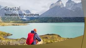 Presentation with mountains - Presentation theme consisting of hike-in-the-patagonian-mountains background and a light blue colored foreground