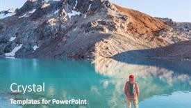  Presentation with mountains - PPT theme with hike-in-the-patagonian-mountains background and a teal colored foreground