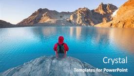  Presentation with mountains - Slide deck consisting of hike-in-the-patagonian-mountains background and a teal colored foreground