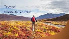  Presentation with tundra - Slides with hike-in-the-polar-tundra background and a sky blue colored foreground