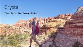  Presentation with sandstone - PPT theme enhanced with hike in the utah mountains hiking in unusual natural landscapes fantastic forms sandstone formations background and a light blue colored foreground